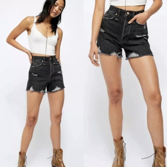 Free People Pants - NWOT Free People Makai Cut Off Denim Shorts | Black | Women's 26